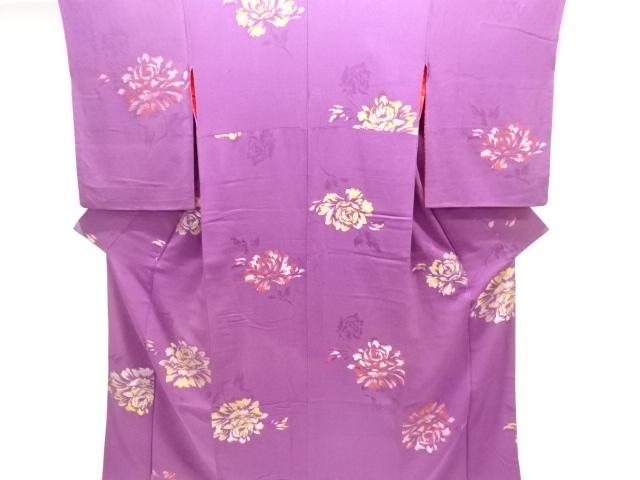 大正ロマン　花模様織出し漆着物